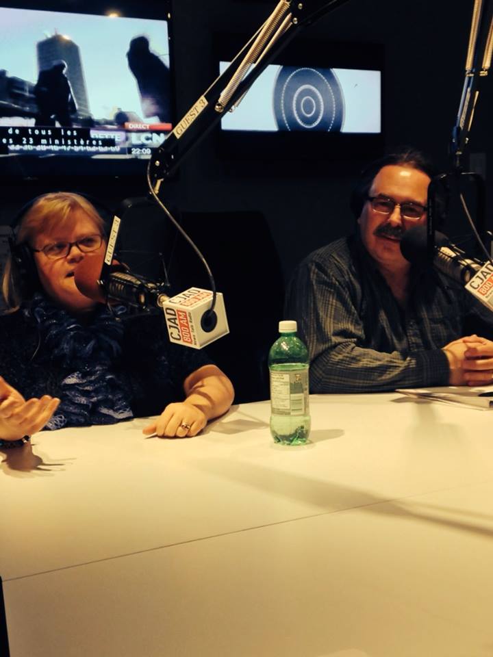 Us at CJAD during a show